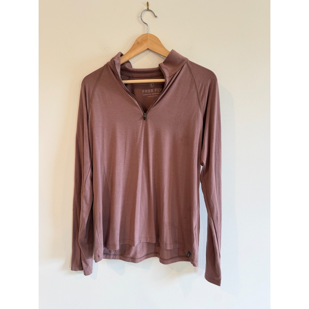 Free Fly Long Sleeve 1/4 Zip Pullover Bamboo Women's Large L Mauve Purple